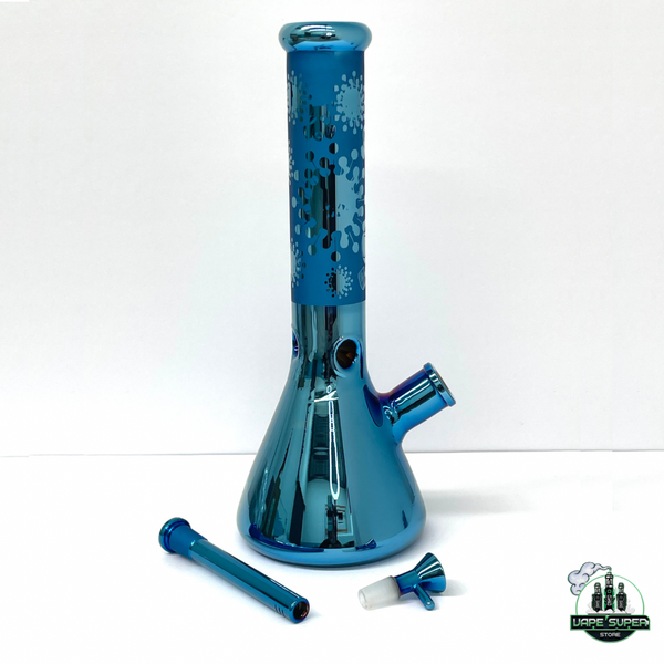 BOOM GLASS BONG - Blue Splash Pattern 35cm