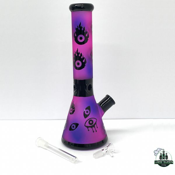 BOOM GLASS BONG - Purple Eye Pattern 35cm